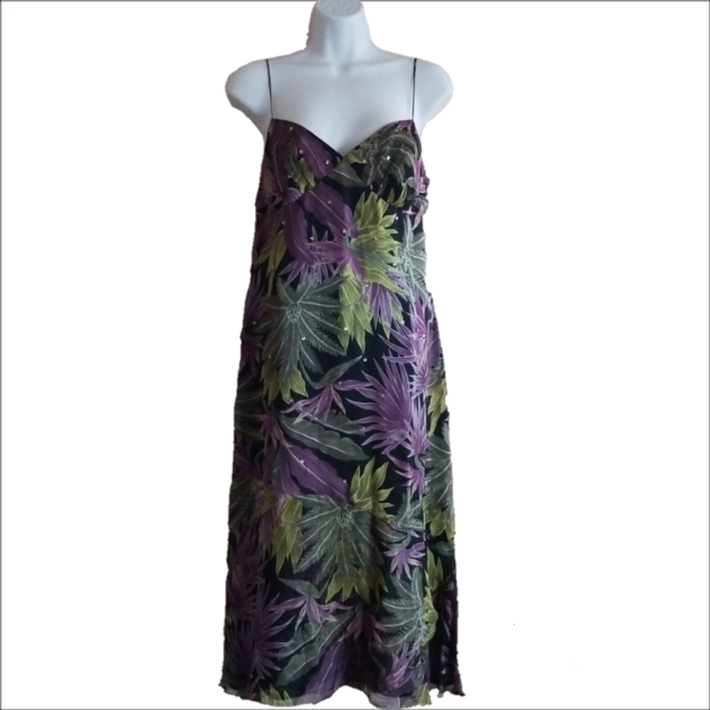 Andrea Polizzi palm dress purple and green size 6